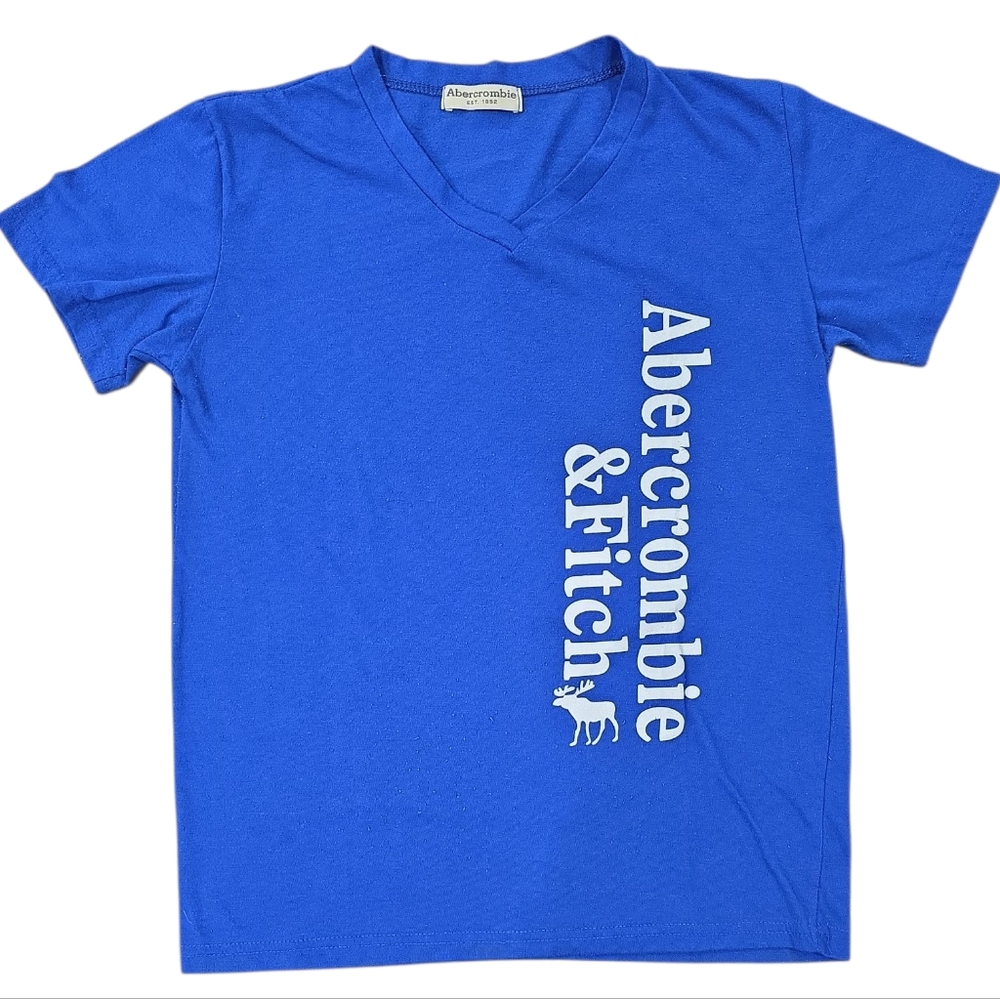 Abercrombie & Fitch Men's V-Neck Blue Tee #B0164